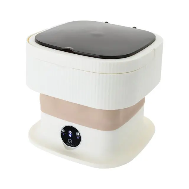 Alt view image 5 of 6 - Portable Washing Machine,10 L Foldable Mini Washer with Turbine Core 3 Wash Modes for Apartments Travel Dorms RV Lightweight Compact Laundry for Underwear Socks(Khaki)
