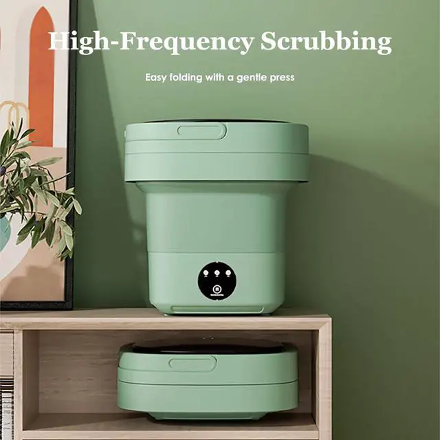 Alt view image 6 of 7 - 6.5L Portable Washing Machine Foldable Mini Small Portable Washer Washing Machine With Drain Basket for Underwear, Baby Clothes, Small Items, Towels US Plug (Green)