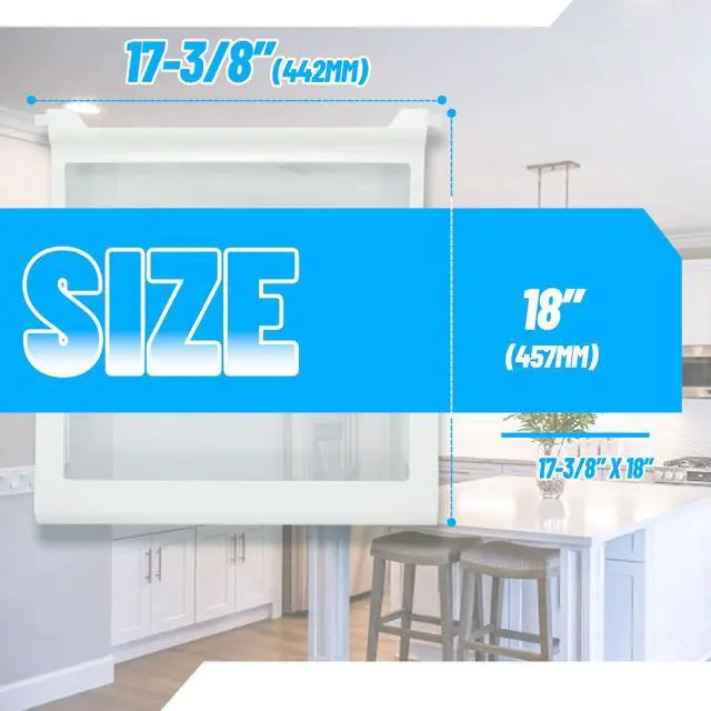 Alt view image 3 of 7 - W10276341 Refrigerator Glass Shelf Compatible with Whirlpool Kenmore Sears Refrigerator Clear White Plastic Glass WPW10276341 1566982 2309523 PS11751711 W10167066 AP6018409 Replacement only