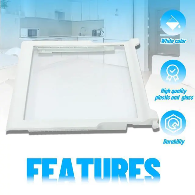 Alt view image 5 of 7 - W10276341 Refrigerator Glass Shelf Compatible with Whirlpool Kenmore Sears Refrigerator Clear White Plastic Glass WPW10276341 1566982 2309523 PS11751711 W10167066 AP6018409 Replacement only