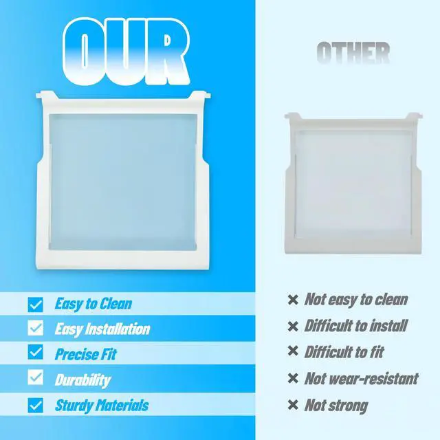 Alt view image 7 of 7 - W10276341 Refrigerator Glass Shelf Compatible with Whirlpool Kenmore Sears Refrigerator Clear White Plastic Glass WPW10276341 1566982 2309523 PS11751711 W10167066 AP6018409 Replacement only