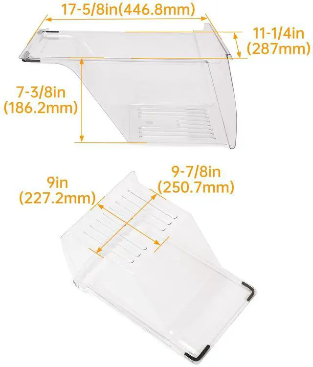 Alt view image 5 of 7 - Refrigerator Crisper Drawer Pan Replacement for 240337103 PS429854 | Refrigerator Pan Shelf Replacement Plastic Clear