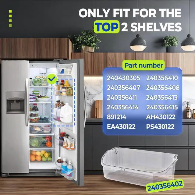 Alt view image 3 of 6 - 240356402 Refrigerator Door Bin Shelf Compatible with Frigidaire Refrigerator Door Shelf Clear Bin LFSS2612TF0 LFSS2612TE0 FFSS2615TE0 FFSS2615TS0 AP2549958 Replacement only (2Pcs Clear)