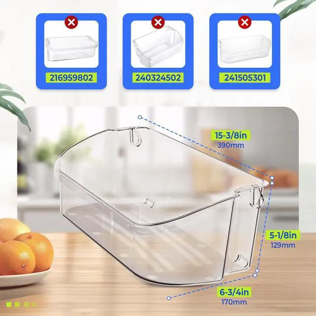 Alt view image 4 of 6 - 240356402 Refrigerator Door Bin Shelf Compatible with Frigidaire Refrigerator Door Shelf Clear Bin LFSS2612TF0 LFSS2612TE0 FFSS2615TE0 FFSS2615TS0 AP2549958 Replacement only (2Pcs Clear)