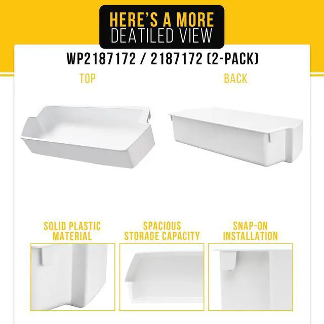 Alt view image 3 of 6 - WP2187172 2187172 Refrigerator Door Shelves for Whirlpool Kenmore (2-Pack) | Also for Amana KitchenAid Crosley, Replaces AP6006028 PS11739091 2187172K, Fits ASD2575BRW01 ASD2575BRS01