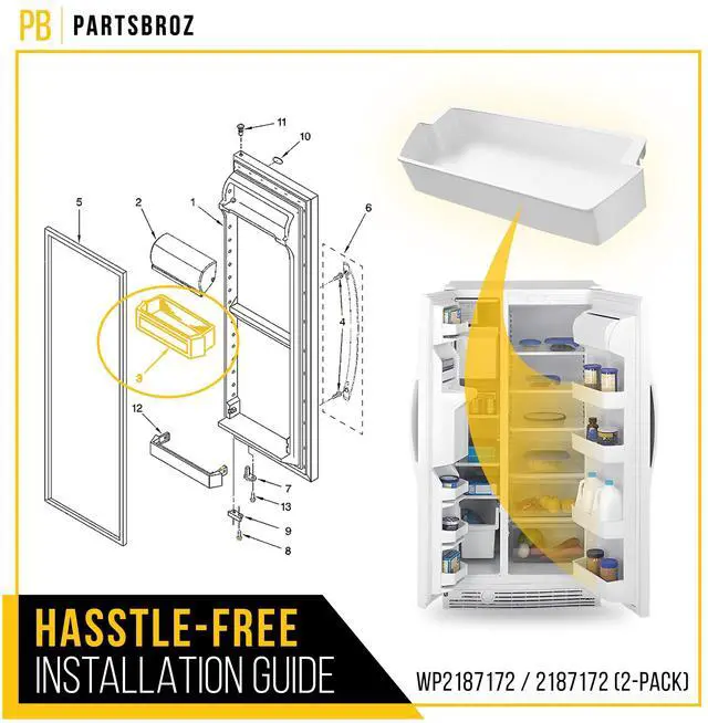 Alt view image 6 of 6 - WP2187172 2187172 Refrigerator Door Shelves for Whirlpool Kenmore (2-Pack) | Also for Amana KitchenAid Crosley, Replaces AP6006028 PS11739091 2187172K, Fits ASD2575BRW01 ASD2575BRS01