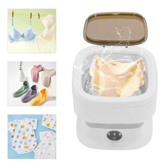 Alt view image 5 of 7 - Mini Portable Washing Machine, 10L Small Laundry Washer and Dryer Combo, Folding Deep Cleaning of Underwear Socks, for Apartments, Dormitories, Camping, RV, Travel
