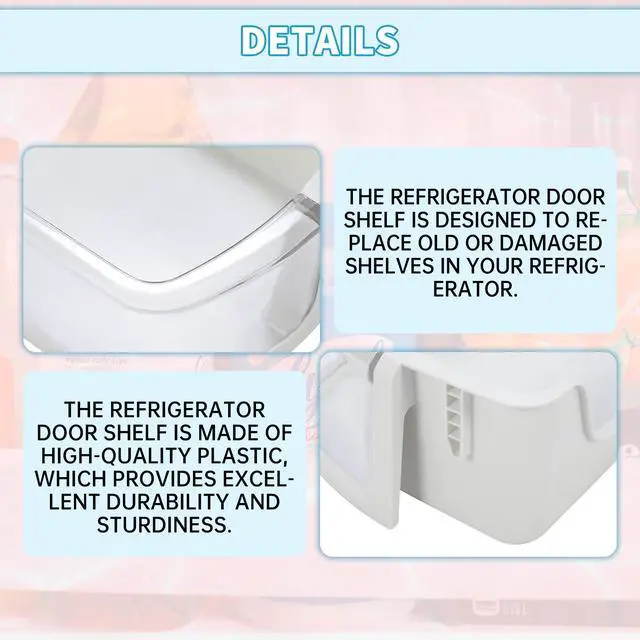 Alt view image 3 of 7 - 2 Pcs DA97-08348A Right(Middle) Refrigerator Door Shelf Basket Bin Compatible with Samsung Refrigerator RS25H5111BC RS25H5111SR AP4578465 DA63-05215A 2051360 PS4175772 Replacement White
