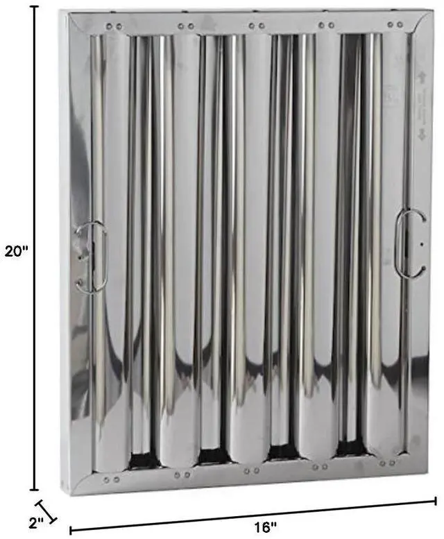 Alt view image 2 of 2 - 20x16 Hood Filter, Stainless Steel Baffle Filter Replacement for Restaurants and Commercial Kitchen Range