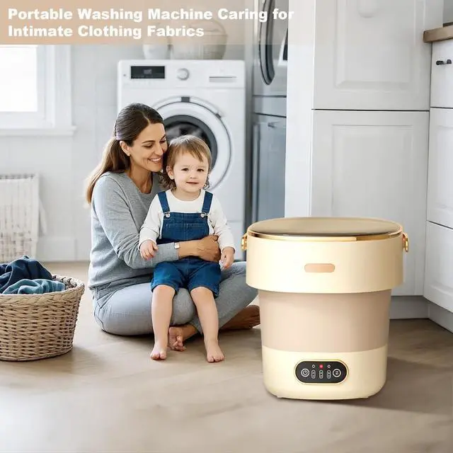 Alt view image 3 of 7 - 13L Portable Washer, With 3 Cleaning Modes, Mini Washing Machine- for Small Clothes, Underwear, Baby Clothe, Socks, Foldable Washing Machine, for Apartment&Home&Camping&Travel, Beige