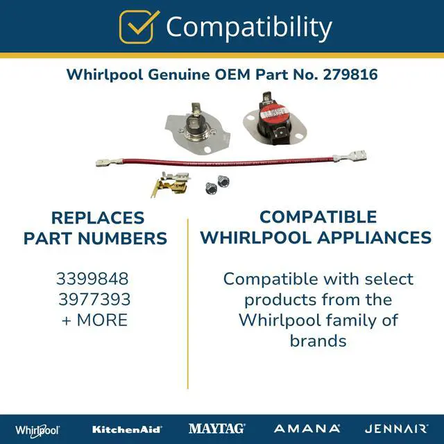 Alt view image 4 of 6 - 279816 Dryer Thermal Fuse Kit