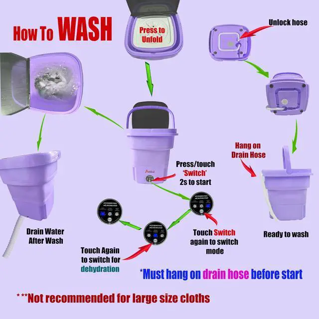 Alt view image 3 of 5 - Upgraded Portable Washing Machine,Mini Washer 15L New Switch,Small Clothes Folding Washing Machine Of Underwear, Baby And Small Clothes,Suitable For Home Apartments Dormitories, Hotels Beige