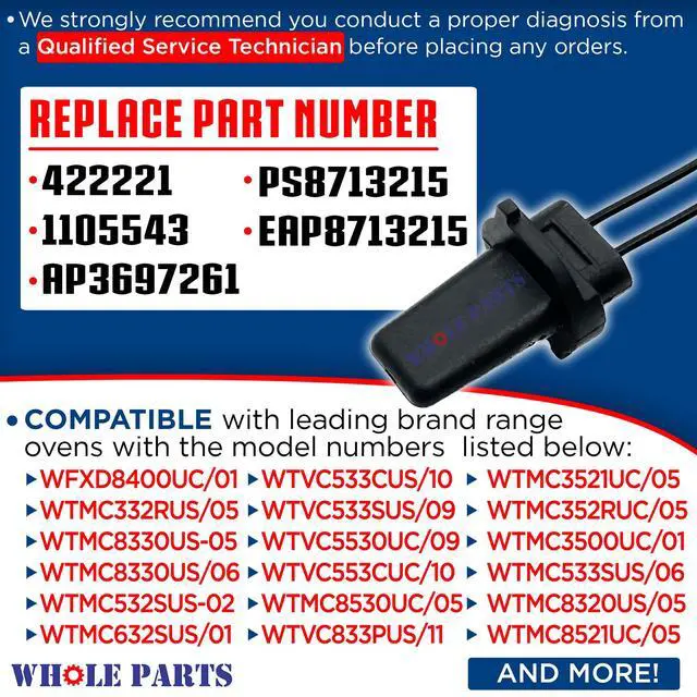 Alt view image 2 of 6 - Upgraded Dryer Sensor-Ntc/Thermistor Part# 00422221 - Replacement and Compatible with Some Bosch Dryers