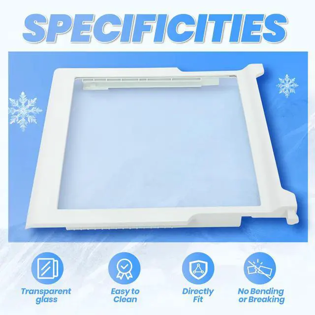 Alt view image 4 of 7 - W10276341 Refrigerator Glass Shelf Compatible with Whirlpool Kenmore Refrigerator Replacement for AP6018409 W10276341 1566982 WPW10276341 W10167066 2309523 2309560 PS11751711