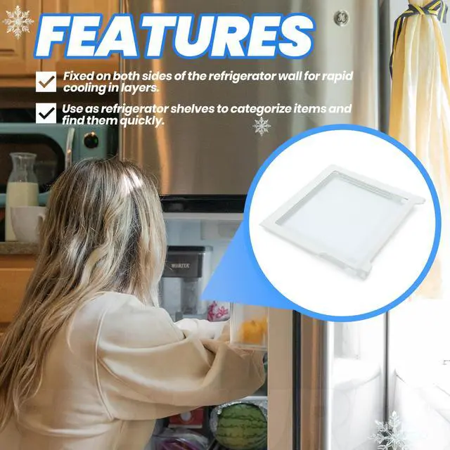 Alt view image 5 of 7 - W10276341 Refrigerator Glass Shelf Compatible with Whirlpool Kenmore Refrigerator Replacement for AP6018409 W10276341 1566982 WPW10276341 W10167066 2309523 2309560 PS11751711