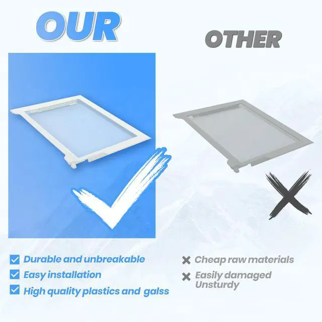 Alt view image 7 of 7 - W10276341 Refrigerator Glass Shelf Compatible with Whirlpool Kenmore Refrigerator Replacement for AP6018409 W10276341 1566982 WPW10276341 W10167066 2309523 2309560 PS11751711