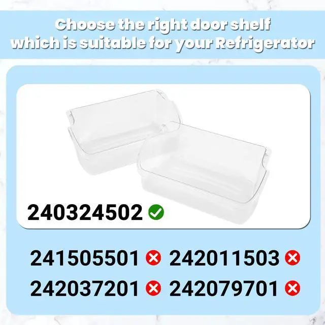 Alt view image 2 of 7 - 240324502 AP2549806 Refrigerator Door Shelf Compatible with Frigidaire Kenmore Electrolux Refrigerator Door Bin 844402 AH429767 EA429767 PS429767 Replacement only Clear 2PCS