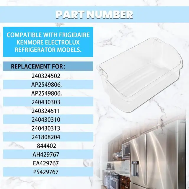 Alt view image 3 of 7 - 240324502 AP2549806 Refrigerator Door Shelf Compatible with Frigidaire Kenmore Electrolux Refrigerator Door Bin 844402 AH429767 EA429767 PS429767 Replacement only Clear 2PCS
