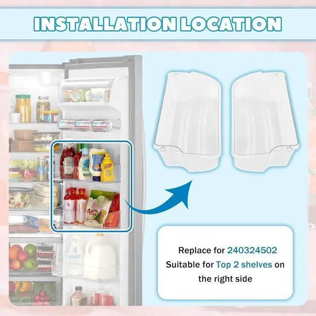 Alt view image 4 of 7 - 240324502 AP2549806 Refrigerator Door Shelf Compatible with Frigidaire Kenmore Electrolux Refrigerator Door Bin 844402 AH429767 EA429767 PS429767 Replacement only Clear 2PCS