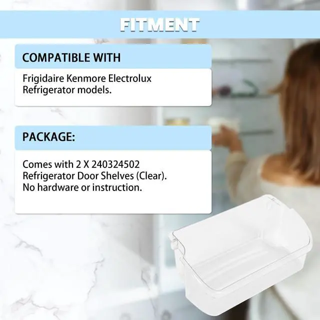 Alt view image 6 of 7 - 240324502 AP2549806 Refrigerator Door Shelf Compatible with Frigidaire Kenmore Electrolux Refrigerator Door Bin 844402 AH429767 EA429767 PS429767 Replacement only Clear 2PCS
