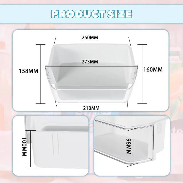 Alt view image 5 of 6 - DA97-12935A Refrigerator Door Shelf Replacement Compatible with Samsung RF220NCTABC RF220NCTASP RF220NCTASR RF220NCTAWW Fridger Door Shelves Bin White+Clear Plastic