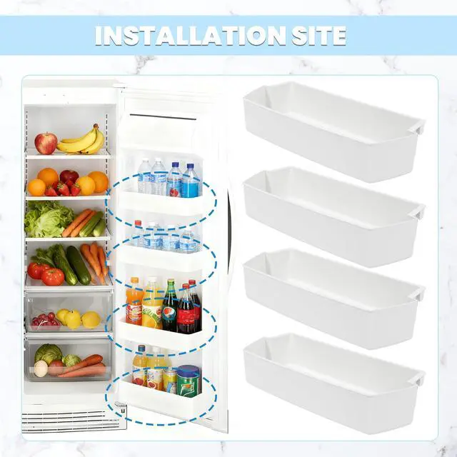 Alt view image 2 of 7 - WP2187172 AP3853103 PS328468 Refrigerator Door Shelf Compatible with Roper Kitchenaid Kirkland Refrigerator Door Bin PS986890 Replacement only Lightweight White 4PCS
