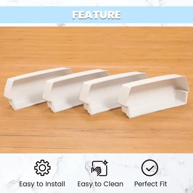 Alt view image 7 of 7 - WP2187172 AP3853103 PS328468 Refrigerator Door Shelf Compatible with Roper Kitchenaid Kirkland Refrigerator Door Bin PS986890 Replacement only Lightweight White 4PCS