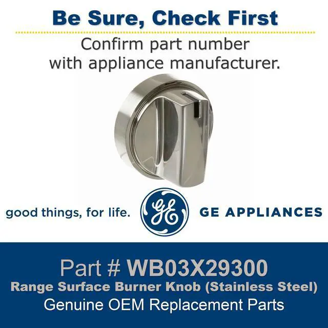 Alt view image 3 of 4 - GE WB03X29300 Range Surface Burner Knob (Stainless Steel)