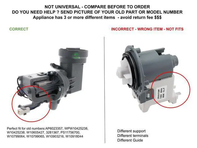 Alt view image 6 of 7 - W10365896 CKD365896X compatible with Amana, Whirlpool Washer Drain Pump Assembly fits old # W10365896