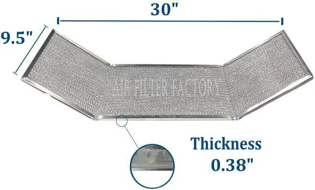 Main image of Range Hood Grease Filter 368815 Replacement 1-Pack | Thermador compatible 368815 grease filter 1-pack. 9.5" x 30" x 0.38" with 8" wings. Washable thick aluminum mesh pad