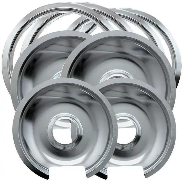 Main image of Style D Heavy Duty Drip Pans and Trim Rings (Includes 2 Small and 2 Large) for GE Hotpoint