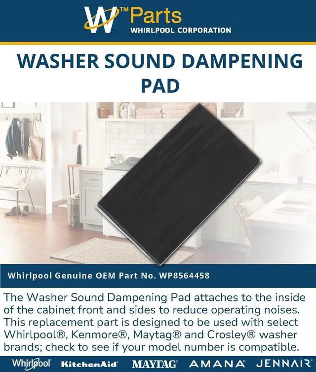 Alt view image 3 of 4 - WP8564458 Genuine OEM Washer Sound Dampening Pad Replacement Part - Replaces 8564458