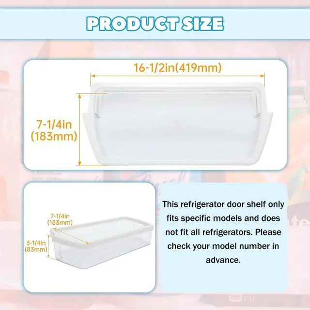 Alt view image 6 of 7 - W10321304 WPW10321304 Replacement Refrigerator Door Shelf Bin Compatible with Whirlpool Refrigerator Replacement for AP6019471 2171046 2171047 2179574 PS11752778 2179607-3PCS