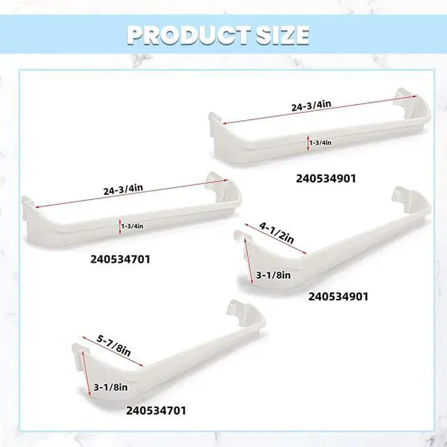 Alt view image 3 of 7 - 1 X 240534701 2 X 240534901 Refrigerator Door Shelf Rack Bar Rail Compatible with Frigidaire Kenmore Gibson Galaxy Kelvinator AP3214631 PS734936 948952 AP3214630 PS734935 Replacement only