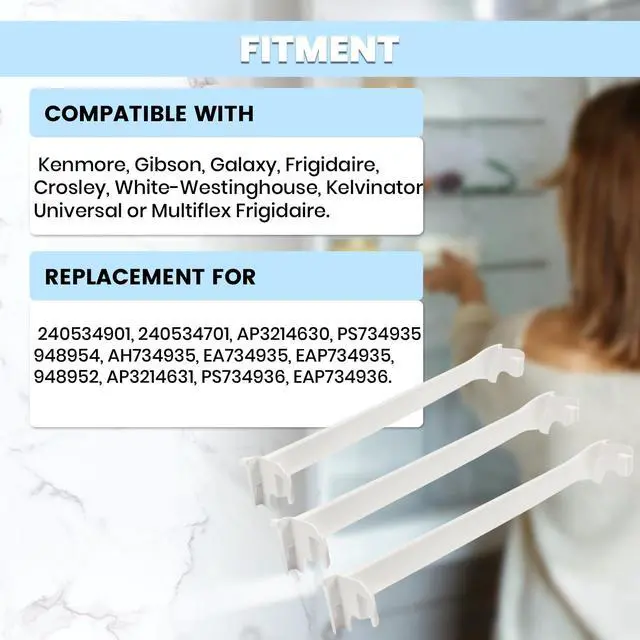 Alt view image 5 of 7 - 1 X 240534701 2 X 240534901 Refrigerator Door Shelf Rack Bar Rail Compatible with Frigidaire Kenmore Gibson Galaxy Kelvinator AP3214631 PS734936 948952 AP3214630 PS734935 Replacement only