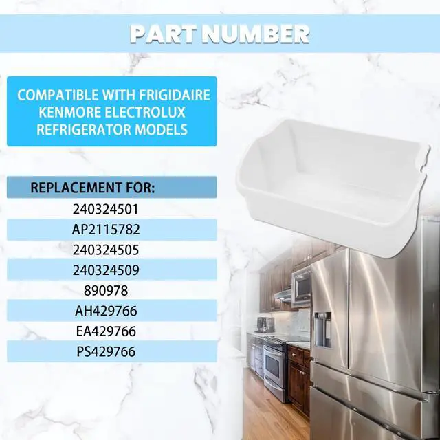 Alt view image 2 of 7 - 240324501 AP2115782 Refrigerator Door Shelf Compatible with Frigidaire Kenmore Electrolux Refrigerator Door Bin 890978 AH429766 EA429766 PS429766 Replacement only White 1PC