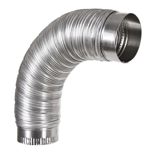 Alt view image 2 of 7 - Aluminum Duct with Connectors, Semi Ridgid, Flexible, 4" x 2', Silver (AM42)