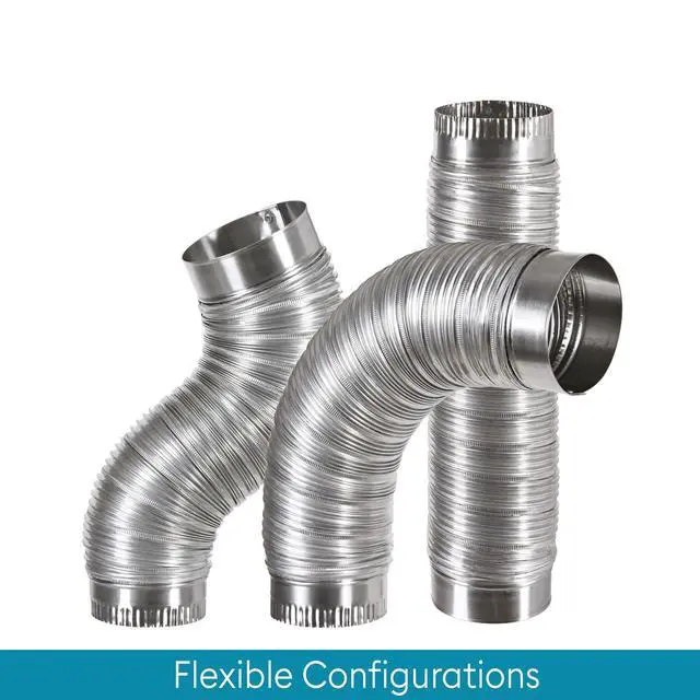 Alt view image 7 of 7 - Aluminum Duct with Connectors, Semi Ridgid, Flexible, 4" x 2', Silver (AM42)
