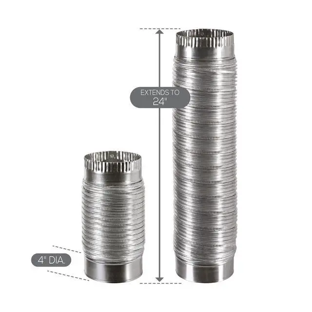 Alt view image 4 of 7 - Aluminum Duct with Connectors, Semi Ridgid, Flexible, 4" x 2', Silver (AM42)