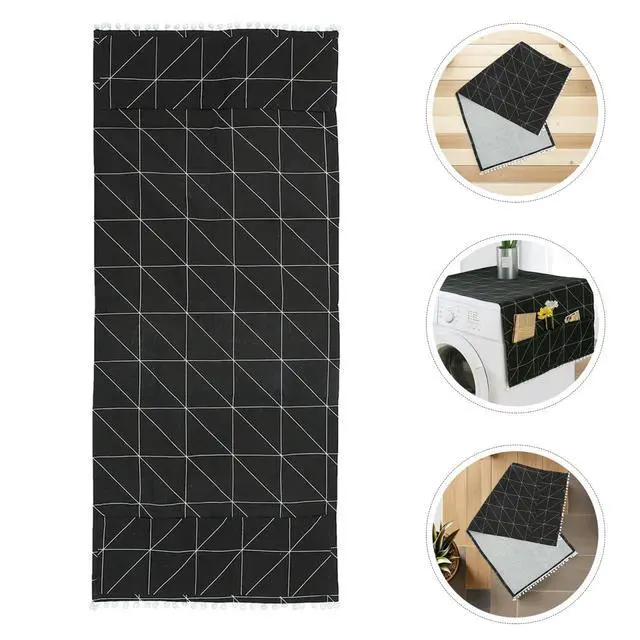 Alt view image 4 of 7 - Refrigerator Dust Cover with Pockets | 35.43X11.81In Protective Cover Scarf for Fridge Washing Machine Dryer Top Appliance Dustproof