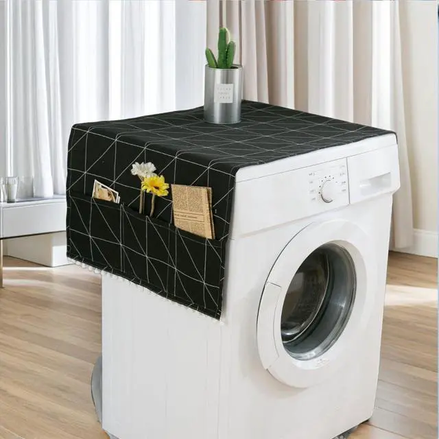 Alt view image 6 of 7 - Refrigerator Dust Cover with Pockets | 35.43X11.81In Protective Cover Scarf for Fridge Washing Machine Dryer Top Appliance Dustproof