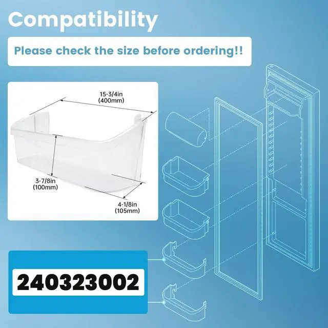 Alt view image 2 of 6 - 240323002 PS429725 AP2115742 Refrigerator Door Shelf Bin Compatible with Frigidaire Refrigerator Door Bin Shelf Bucket PC Plastic Clear AH429725 Replacement only