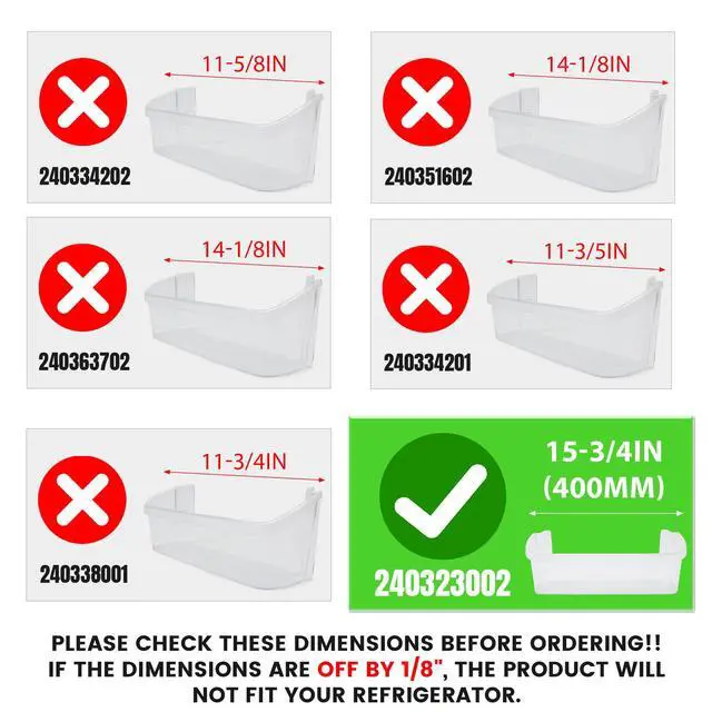 Alt view image 4 of 6 - 240323002 PS429725 AP2115742 Refrigerator Door Shelf Bin Compatible with Frigidaire Refrigerator Door Bin Shelf Bucket PC Plastic Clear AH429725 Replacement only