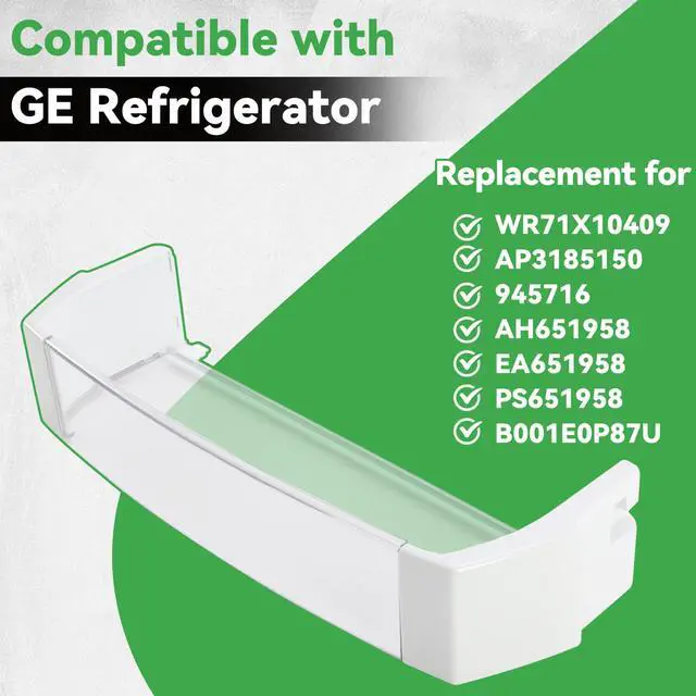 Alt view image 2 of 7 - WR71X10409 Replacement Refrigerator Door Shelf Bin Compatible with GE Refrigerator Replacement for AP3185150 945716 AH651958 EA651958 PS651958 B001E0P87U Gal Bin Ff Asm Clear+White