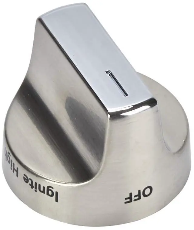 Main image of W11122880 Genuine OEM Range Surface Burner Knob, Stainless Replacement Part - Replaces W10862482