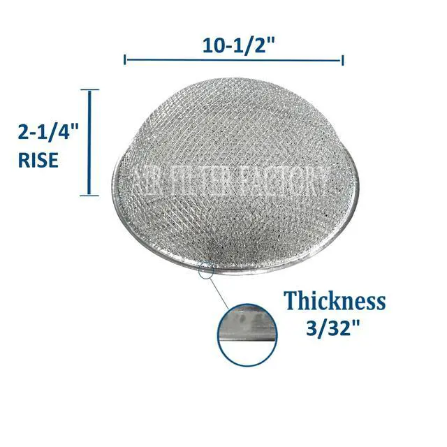 Alt view image 2 of 6 - 10.5 Inches Round X 2.25 Inches Rise Dome Range Hood Aluminum Mesh Grease 12-Layer Vent Filter 2-Pack