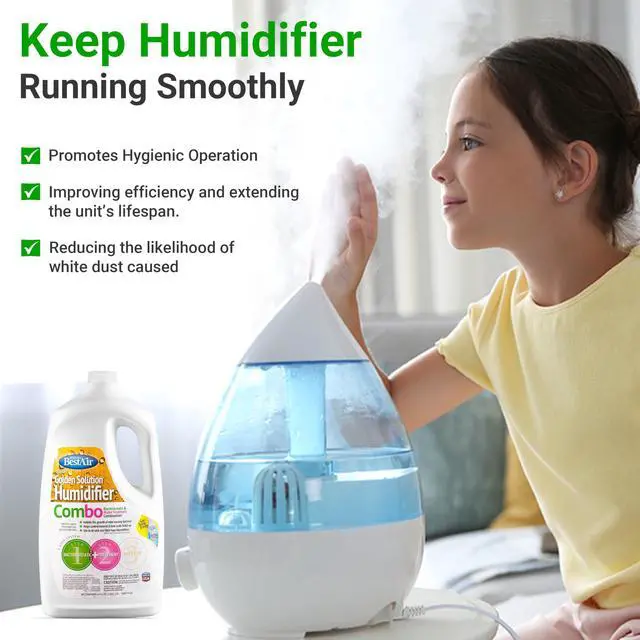 Alt view image 4 of 5 - Bacteriostatic Humidifier Water Treatment Extend Filter Life Eliminate Odors & Prevent Bacterial Growth Compatible with All Cool Mist & Warm Mist Humidifiers 64 oz Easy Pour Bottle (2 pack)