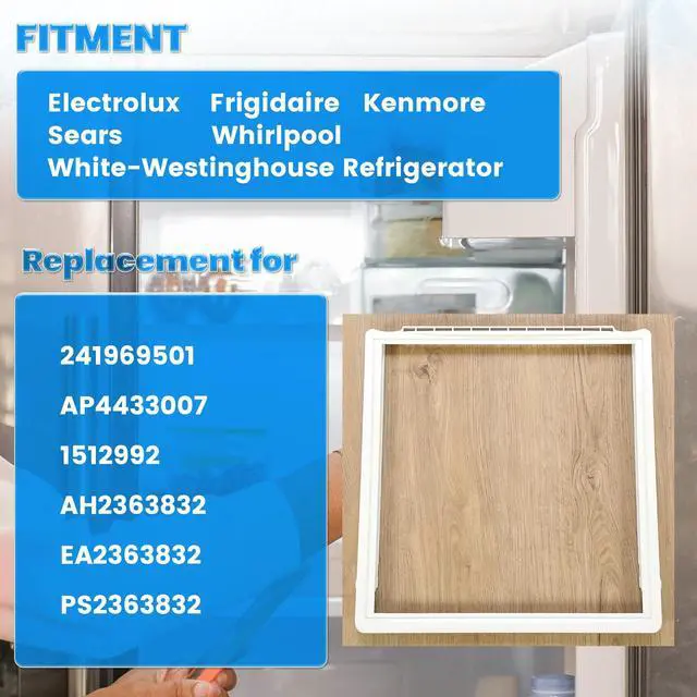 Alt view image 2 of 7 - 241969501 Refrigerator Shelf Frame W/O Glass Compatible with Electrolux Frigidaire Kenmore Whirlpool Refrigerator Crisper Pan Cover Replace for AP4433007 1512992 AH2363832 EA2363832 PS2363832