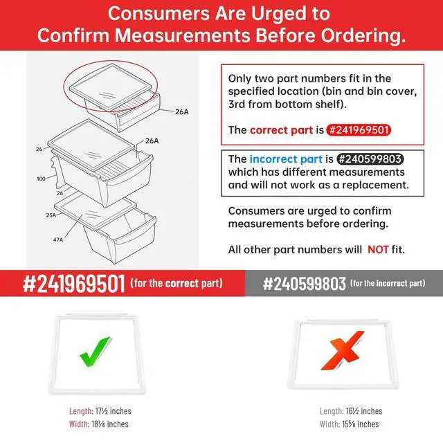 Alt view image 7 of 7 - 241969501 Refrigerator Shelf Frame W/O Glass Compatible with Electrolux Frigidaire Kenmore Whirlpool Refrigerator Crisper Pan Cover Replace for AP4433007 1512992 AH2363832 EA2363832 PS2363832