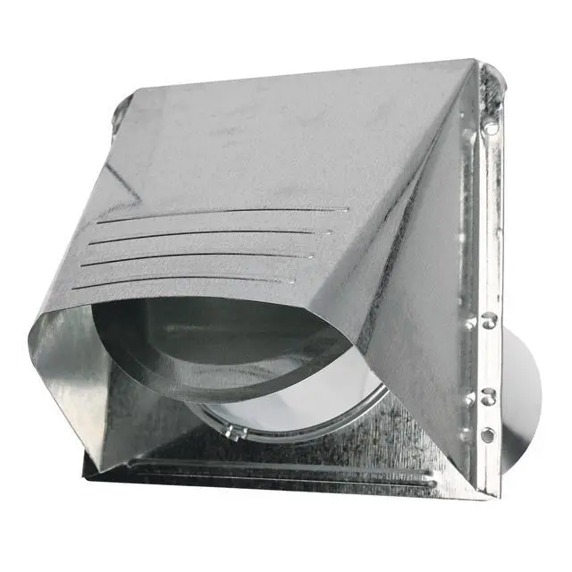 Alt view image 4 of 7 - Dryer Vent, Wide Mouth Galvanized Vent Hood with Pipe, Silver, 4 (GVH4NR), GRAY